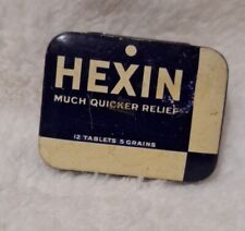 Vintage Hexin Tablets Much Quicker Relief  12 Tablets 5 Grains  Tin  picture