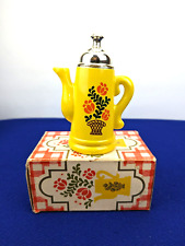 Vintage AVON Koffee Klatch FULL Foaming Bath Oil Yellow Tea Pot Bottle & Box picture
