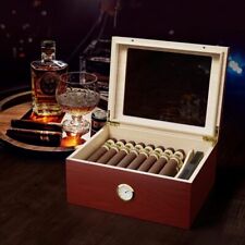 Cigar Humidor Glass Top Cigar Box with Hygrometer Humidifier and Divider Deskt picture