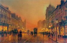 Dream-art Oil painting John-Atkinson-Grimshaw-Briggate-Leeds night cityscape art picture