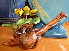 Norman Brumm Enamel on Copper Sculpture Yellow Flowers on Burl Wood picture