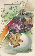 EASTER - Glad Easter Tiding Hatching Chick Art Nouveau Postcard picture