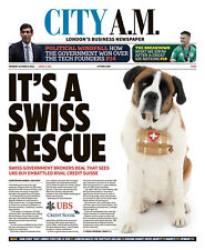 City AM Newspaper- UBS BUYS CREDIT SUISSE - SWISS BANKING CRISIS - 20 MARCH 2023 picture