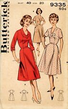 Butterick 9335 Flared Dress w 6-Gore Skirt & Pretty Necklines Sz 20 UNCUT 60s picture