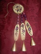 Three Protection Witch Bells  Floral Painted Wood Beads Bells picture