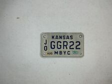 1992 Kansas MBYC Motorcycle Bicycle License Plate Tag# GGR22 Johnson County picture