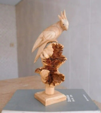 Wooden Parrot Sculpture, Cockatoo, Indoor Statue, Wood Carving, Gift for Mother picture