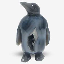 Hand Carved Penguin Agate Gemstone Animal Figurine Decor #RAN267 picture