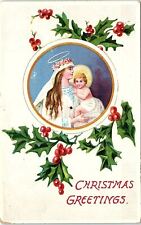 c1915 CHRISTMAS GREETINGS MADONNA AND CHILD POSTCARD 41-219 picture