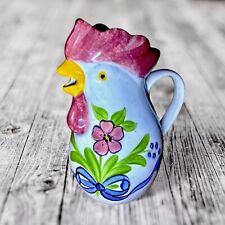 Vintage N.S. Gustin Pottery Hand Painted Rooster or Chicken Creamer / Pitcher picture