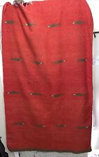 1960’s Hand Woven Zapotec Mexican Indian Blanket Red With Peyote Birds 78 X 44 picture