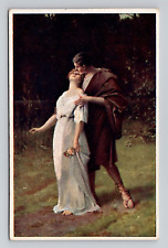 Postcard Romance Couple Art Painting, Antique D7 picture