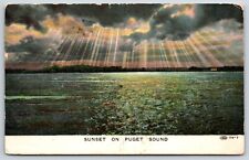 Postcard Sunset On Puget Sound Washington Posted ca 1908 picture