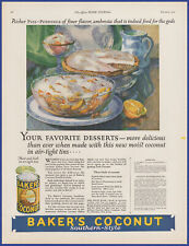 Vintage 1925 BAKER'S COCONUT Dessert Food Kitchen Décor Roaring 20's Print Ad picture