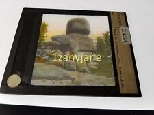 IKU HISTORIC Magic Lantern GLASS Slide LARGE ROCK FORMATION AND TREES picture