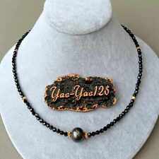 4mm Fashion natural Black Spinel Tahitian round Pearl Necklace Women green picture