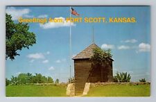 Fort Scott KS-Kansas, Original Old Block House Old Fort, Vintage Postcard picture