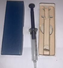 Vintage Cobalt Blue Glass Insulin Syringe in box Looks unused picture