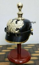 WWI Officer's Ball Spiked German Prussian Leather Pickelhaube Helmet W/ Stand picture
