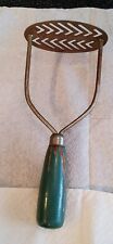 Vintage Potato Vegetable Masher No 14 USA Round Worn Green  Handle -rare Oval  picture