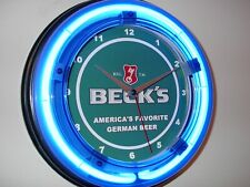 Beck's Beer Bar Man Cave Neon Wall Clock Advertising Sign picture