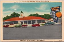 ROCKINGHAM, North Carolina Postcard ORANGE BOWL RESTAURANT Highway 1 Linen picture