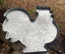Galvanized Metal Rooster 9” X 9.5” Raised Edges (lge Cookie Cutter?) Wall Decor  picture