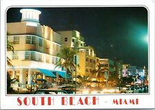 South Beach, Miami Florida - Chrome 4x6 Postcard - Night Life Art Deco District picture