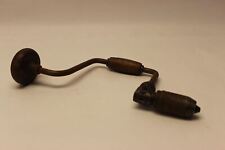 Vintage Hand Operated Rusty Drill Woodworking Tool With Hardwood Handle picture