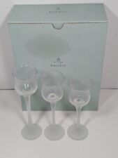 PartyLite ICED CRYSTAL TRIO P9248 Stemmed Trio Set Glass Votive Tealight Holders picture