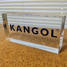 KANGOL Clear Lucite Retail Vtg Advertising Display Sign 7“x3.5“x1.5“ Hats Men picture
