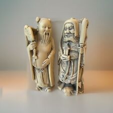 Vintage Hand Carved In Italy Chinese Resin Men 2 Figures 6.5