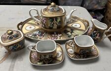 Limoges Gold Leaf TEA SET Cups & Saucers Creamer Sugar Teapot Tray picture