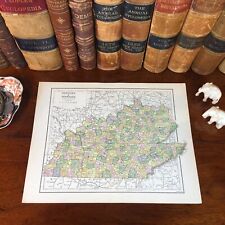 Original 1885 Antique Map KENTUCKY TENNESSEE Lexington Nashville Knoxville Berea picture