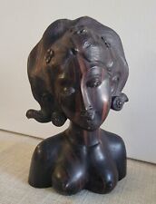 Ironwood Vintage Sculpture Carving Beautiful Goddess Woman Bust, Lovely picture