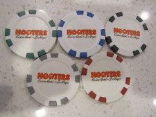 Hooters Casino Hotel 5 Chip Lot + FREE Las Vegas Poker Chip picture
