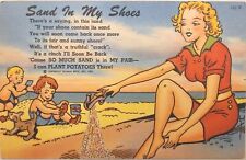 Postcard Humor Pretty Lady Sand High Heel Shoes Poem D93 picture