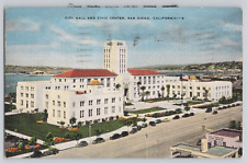 Postcard c1940 City hall and civic center San Diego California picture