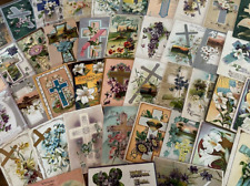 Huge~LOT of 50 Antique~EASTER~CROSSES & FLOWERS~Religious~CROSS POSTCARDS-k-333 picture