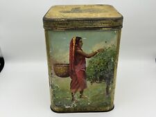 Vintage Ram Lal’s Pure Tea Distressed Tin Beautiful Graphics  8” Tall picture