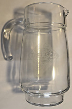 McIlhenny Tabasco Etched Clear Glass Pitcher Vintage clear 8.25