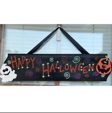 “Happy Halloween” Handmade Halloween Sign Multi Color Jack-o-Lantern Ghost picture