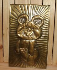1980 Russian Moscow Olympic games wall hanging brass plaque Misha bear mascot picture