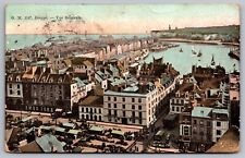 General Birds Eye View Waterfront Sailboats Dieppe France Vintage PM Postcard picture