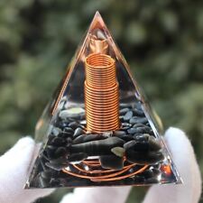 Spiral Copper Orgonite Pyramid Obsidian Orgone Healing Crystal Energy Meditation picture