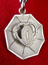 BERTHA'S VINTAGE MIRACULOUS MEDAL 1930 CENTENNIAL STERLING SILVER ROSARY MEDAL picture