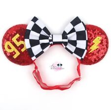 New Adjustable Strap Lightning McQueen Minnie  Ears Headband, CARS Ears picture