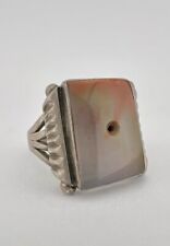 Old Pawn 30s 40s Fred Harvey Navajo Petrified Wood Agate Sterling Silver Ring picture