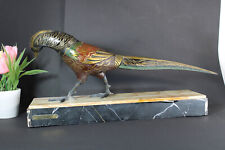 ART DECo French metal marble base pheasant bird Gilly sculpture statue picture