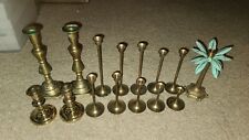 Lot of (16) Vintage Solid Brass Candlesticks.  Tallest Are 10